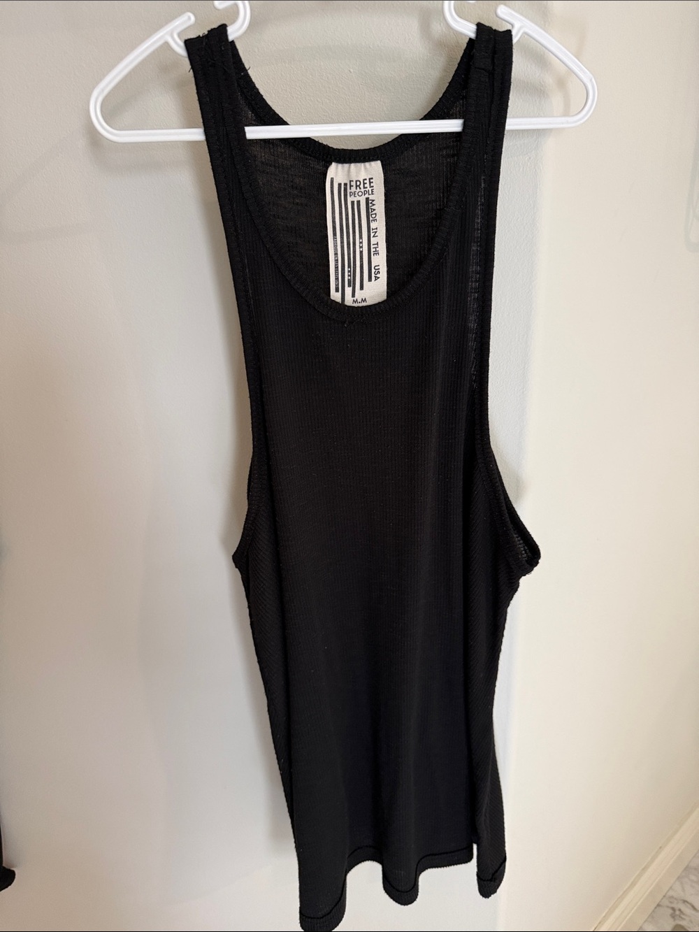 Free People Black Ribbed Scoop Swing Tank
